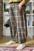 Patrick Plaid Brushed Cotton 7/8 Barrel Pant Olive